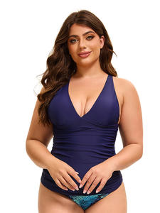 Nuevo Bikini triangular sexy sin espalda para mujer Patrón sólido Traje de baño de una pieza separada Característica de talla grande para ventas transfronterizas - Product Image 3