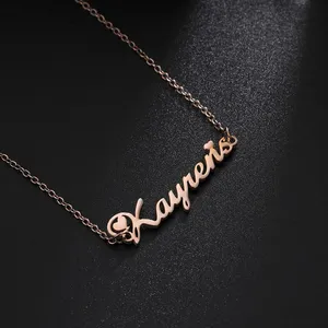 Pingente de letra 14k 18k, joia personalizada de prata de aço inoxidável com nome de ouro