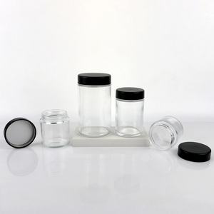 Bocaux en verre transparent de plusieurs tailles 100 ml/120 ml, forme cylindrique, contenants de stockage de qualité alimentaire avec bouchons à vis noirs - Product Image 1