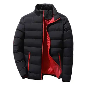 Veste d'hiver pour hommes manteaux chauds solides veste matelassée de sports d'hiver hommes col montant veste rembourrée en coton pour l'extérieur