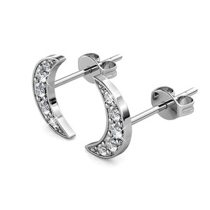 Orecchino in pietra di luna stile alla moda con cristalli <span class=keywords><strong>Swarovski</strong></span> <span class=keywords><strong>orecchini</strong></span> a mezza luna ciondoli <span class=keywords><strong>orecchini</strong></span> a bottone <span class=keywords><strong>argento</strong></span> oro fidanzamento quotidiano - Product Image 3