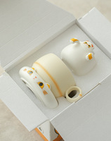Ensemble de tasses à thé et à eau séparées en céramique mignonne pour le bureau, tasses à thé en porcelaine avec soucoupes et infuseur, cadeau de luxe pour femmes et filles