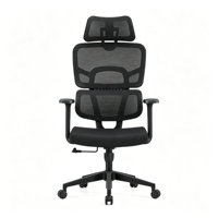 Chaise de bureau exécutive ergonomique contemporaine noire, réglable en hauteur, avec cadre en acier inoxydable et pivotante, vente en gros