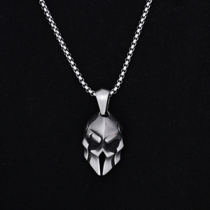 Collana pendente da uomo in acciaio inox spazzolato argento spartano per uomo e donna - Product Image 4