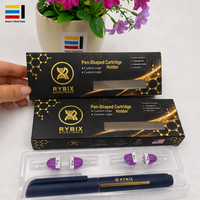 Boîte en papier personnalisée pour porte-cartouche en forme de stylo, noir et or, avec fenêtre transparente, conception gratuite, vente en gros OEM