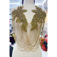 Pièces de col brodées avec effet 3D, revente par les créateurs de vêtements, perles de verre, paillettes, strass pour robes