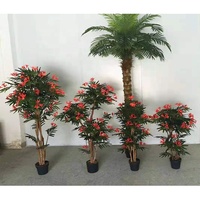 150/120/100/90CM hauteur paysage décoratif soie artificielle fleur rouge phénix arbre, fleur phénix arbre bonsaï artificiel