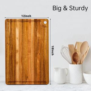 Acacia <b>Wood</b> Cutting Board Square 45.7x30.4x2cm Kitchen Chopping <b>Block</b> For Fruits Vegetables - Product Image 3
