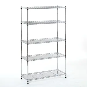 Chrome Adjustable Heavy Duty Storage Chrome 4-Tier Metal Wire Shelving Unit