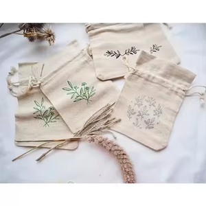 Custom Logo Jute Jewelry Sack Linen <b>Drawstring</b> Gift Pouches and Shopping <b>Bag</b> with Letter Pattern for <b>Makeup</b> Storage - Product Image 3
