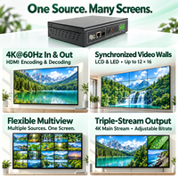 Encoder Decoder KVM Terdistribusi All-in-One 4K60Hz POE&DC12V Power Serial IR Relay Kontrol IO OLED untuk Sistem Splicing AV