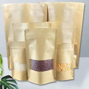 Заводская цена, сумка для упаковки пищевых продуктов с глубокой печатью и застежкой-молнией, крафт-сумка с прозрачным окошком