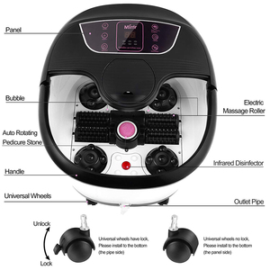 Pied électrique chauffant à infrarouge Bain de pieds Bain Bassin de trempage Rouleau de massage automatique Shiatsu Pied à bulles d'air Pierre apaisante Spa à domicile - Product Image 4