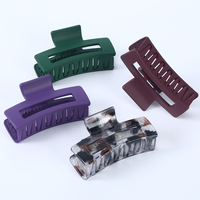 Pince à cheveux rectangulaire en plastique ABS+TPR, antidérapante, couleur dégradée, grande taille 4 pouces, finition mate, pince à mâchoires carrée