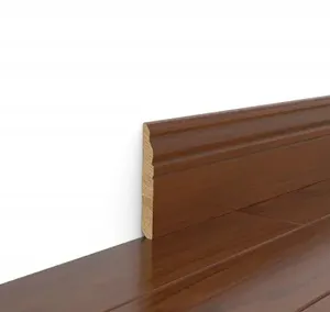 फर्श की सजावट के लिए अनुकूलित रंग आकार ठोस लकड़ी स्कर्टिंग बेसबोर्ड एमडीएफ सफेद प्राइमेड स्कर्टिंग बोर्ड