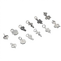 Pendentif Serpent en Argent Sterling S925 F011 en Forme de Cœur avec Motifs Fleur et Croix, Petit Charme, Accessoire de Bijoux DIY