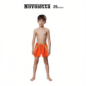 Short de bain HDJ pour garçon, orange, séchage rapide, taille élastique avec cordon de serrage, taille 4 6 8 10 12 - Product Image 4