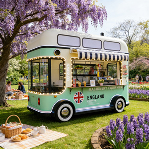 ZOWN Electric Food Truck Mint Green Vintage Design With <b>Union</b> <b>Jack</b> England Theme Outdoor Catering Vehicle - Product Image 1