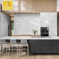 Armário de Cozinha Slim Shaker Personalizado Cbmmart com Acabamento em Madeira Natural, Estrutura Fina, Estilo Americano Transicional, Conjunto Completo do Fabricante