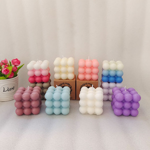 Wholesale Handmade Cube Shape Candle Magic Multi Color Scented Soy Wax DIY Aromatherapy Bubble Candle