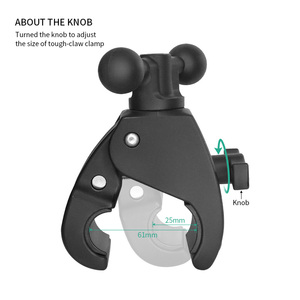 VINmounts petite pince B, support double boule 1", compatible avec bras double fente 1", diamètre de serrage 18–35 mm - Product Image 2