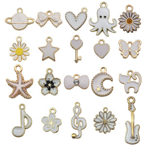 Breloques pendentifs en alliage blanc mélangé pour la fabrication de bijoux DIY, diverses formes, y compris fleur, étoile, lune, note de musique, pieuvre - Product Image 5