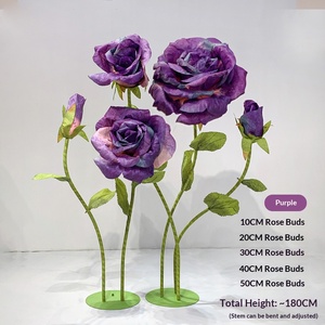 Rose artificielle géante pour scène de mariage, grande fleur artistique, rose rouge faite à la main, décoration de vitrine de centre commercial - Product Image 2