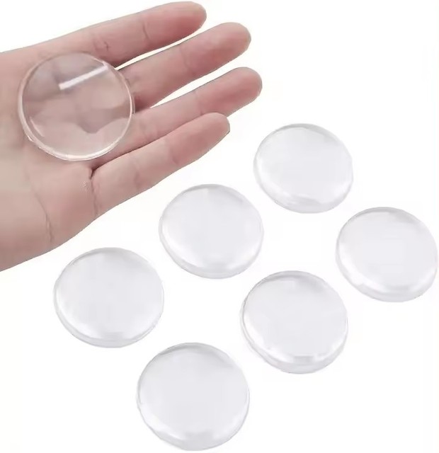 Clear Round Wall Protector Transparent Door Stoppers for Wall Door Knobs Strong Adhesive Glue Shock Absorbent 40mm Diameter