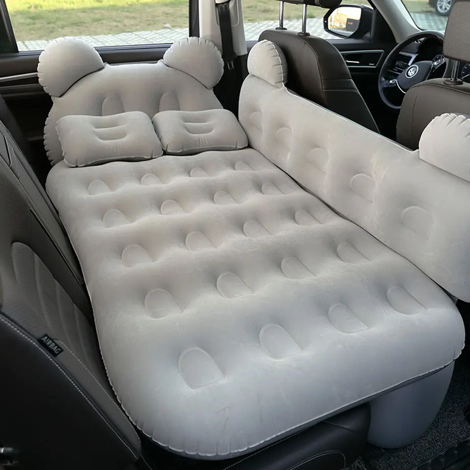 Портативный автомобильный надувной матрас с карманными подушками для изголовья и надувным насосом для путешествий