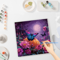CHENISTORY Peinture par numéros DIY, thème Halloween : Citrouille et Papillon, Peinture acrylique à colorier par numéros pour adultes, Cadeau DIY