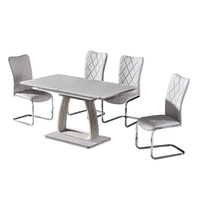 Table de salle à manger en gros, blanche, en verre brillant, design moderne, extensible, en MDF, pour la maison et la cuisine
