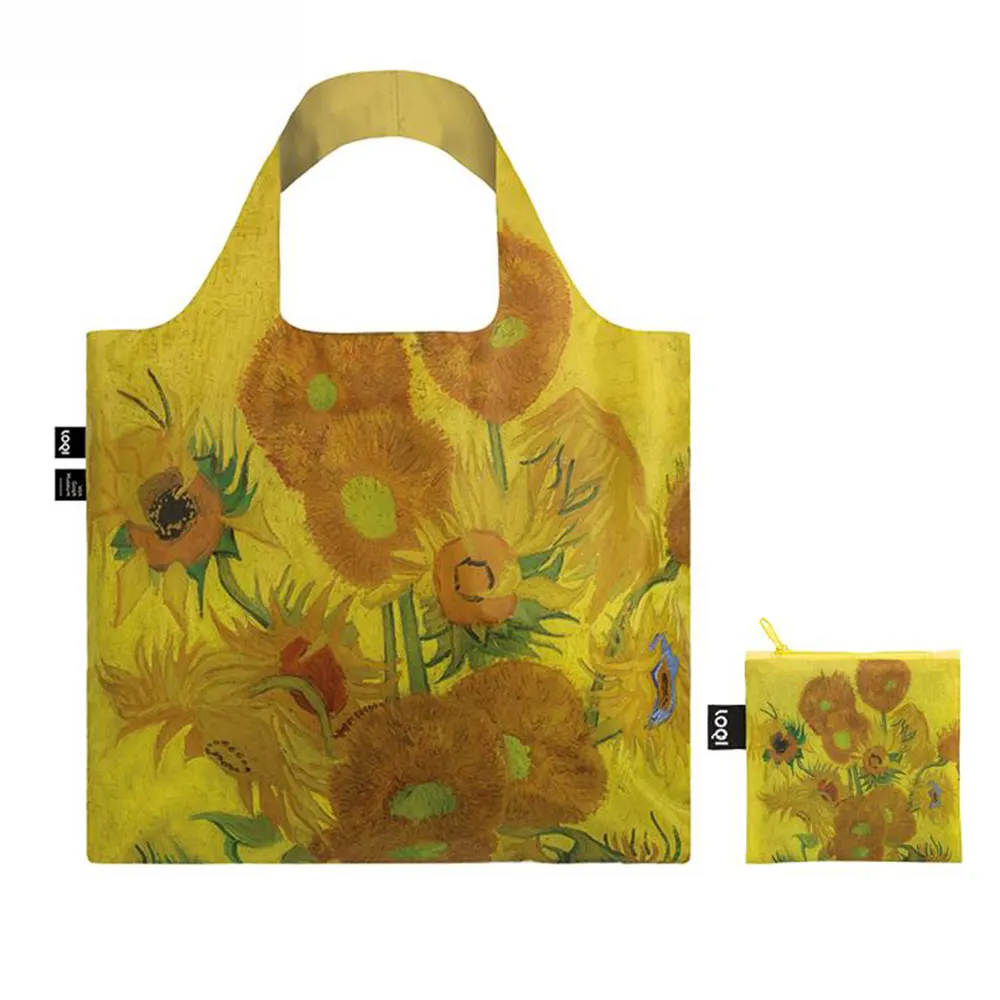 Art Printing Folding Tote Bag Polyester Nylon Recycle Reusable Shopping Bags With Custom Logo