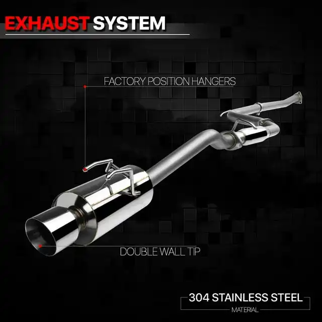 Catback Exhaust System 4 Inch Beveled Tip Muffler For 12-15 Honda Civic Si 2.4 4Dr 13 14