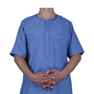 Conjunto de 2 Piezas, Thobe Largo Estilo África del Norte, Libia, Afganistán, Camisa y Pantalón Árabes, Hecho de Poliéster Suave - Product Image 2