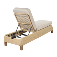 Chaises longues réglables en rotin PE pour patio extérieur, avec coussin beige, pour bord de piscine, jardin, terrasse