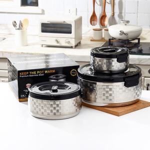 ชุดอุ่นอาหารแบบหม้อไฟ 2 ชั้น ฉนวนกันความร้อนอย่างดี ผลิตจากสแตนเลสคุณภาพพรีเมียม ชุด 3 ชิ้น ขนาด 2 ลิตร/4 ลิตร/8 ลิตร สำหรับใช้ในบ้าน - Product Image 2