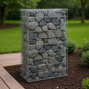 Muro in gabbioni di acciaio zincato argentato 23.6x11.8x39.4 pollici con coperture per paesaggistica e decking - Product Image 2