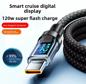 Cable de Datos Trenzado Tipo-<span class=keywords><strong>C</strong></span> con Pantalla Digital Transparente, Carga Súper Rápida de 120W y Garantía de 12 Meses de Paramount - Product Image 2