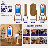 Cabina de Fotos con Espejo Mágico Todo en Uno con Cámara e Impresora |   Pantalla Táctil de Madera Sólida de 32 Pulgadas, Computadora, Estuche de Transporte