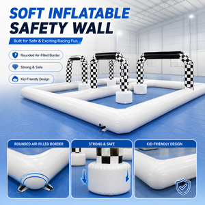 Piste de course gonflable blanche et noire, arène de voitures tamponneuses, clôture de protection gonflable pour divertissement, utilisation intérieure et extérieure, <span class=keywords><strong>location</strong></span> pour fêtes d'enfants et événements - Product Image 3