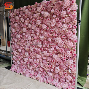 3D ติดผนังประดิษฐ์รูปดอกกุหลาบสีชมพูเรียบแผ่นผ้าไหมลายดอกไม้สำหรับตกแต่งฉากหลังเวทีแต่งงาน - Product Image 3