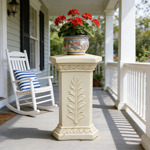 Colonne hexagonale en résine résistante aux intempéries - Socle polyvalent pour jardinières d'extérieur et décoration d'entrée intérieure - Product Image 2