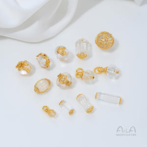 Bracelet, collier et accessoire DIY avec une forte rétention de couleur en or sable incrusté de perles de cristal blanc naturel, Bucket Be - Product Image 3