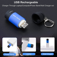 Groothandel USB Oplaadbare LED Zaklamp Zelfverdedigingsset Alarm Bulk Mini Sleutelhanger Zaklamp Kleurrijk Multicolor Hoge-Vermogen Lamp