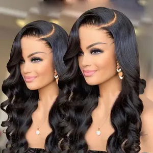 Perruques d'extension de cheveux Body Wave bon marché cheveux humains HD perruques dentelle frontale pour les femmes noires vente en gros perruques péruviennes fermeture à dentelle vendeurs