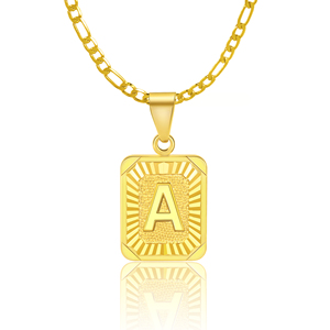 Hommes et femmes de initiales A-Z nom pendentif collier mode figaro chaîne de cuivre collier 18K or plaqué bijoux - Product Image 1