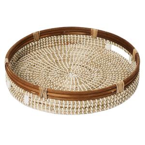 Suministro de Vietnam 100% bandeja de servicio de algas marinas tejida ecológica bandeja de almacenamiento de bambú Natural hecha a mano con asas para servir comida - Product Image 3