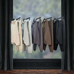 Customize Unisex Pullover Oversized Solid Spring Polyester/Cotton Waffle Knit <b>Thermal</b> <b>Hoodie</b> Set - Product Image 3