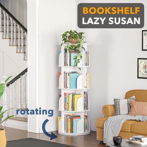 Étagère de rangement pour salon à 3 niveaux, design moderne, en bois rotatif à 360 degrés, écologique, pour enfants et adultes - Product Image 4