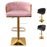 Bestseller TUQ Getufteter Verstellbarer Luxus-Barhocker für Champagnerbar 62-83cm Sitzhöhe für Außen- und Wohnzimmernutzung